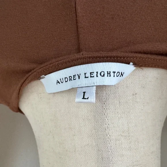 Audrey Leighton Brown V Neck Long Sleeve Midi Wrap Dress Size Large - Picture 8 of 12